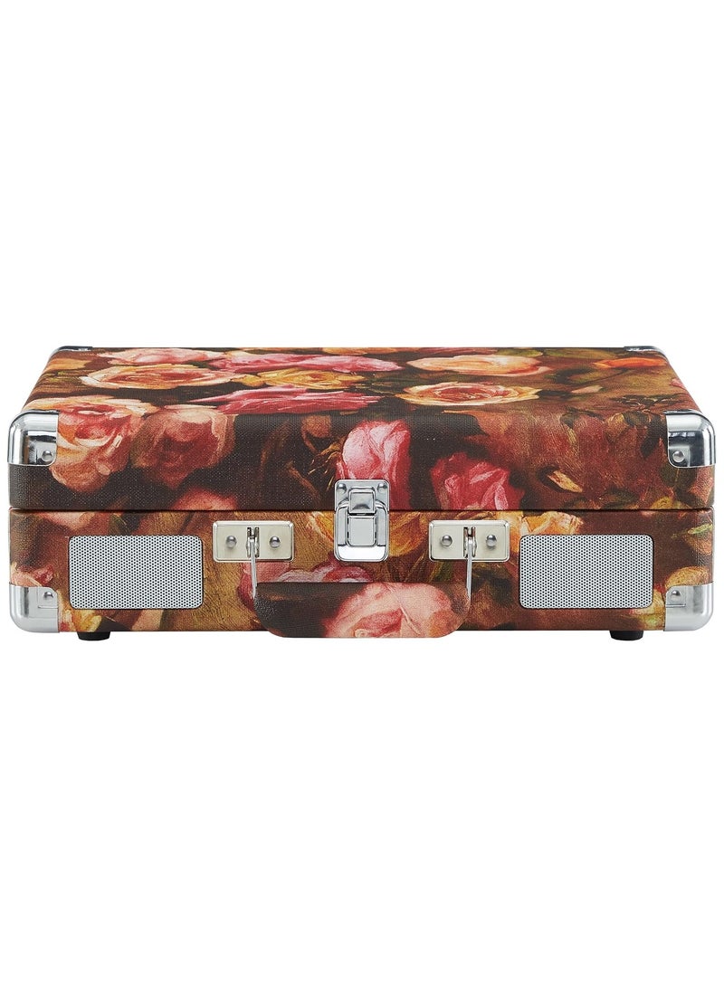 Crosley CR8005F-FL Cruiser Plus Vintage 3-Speed Bluetooth in/Out Suitcase Vinyl Record Player Turntable, Floral