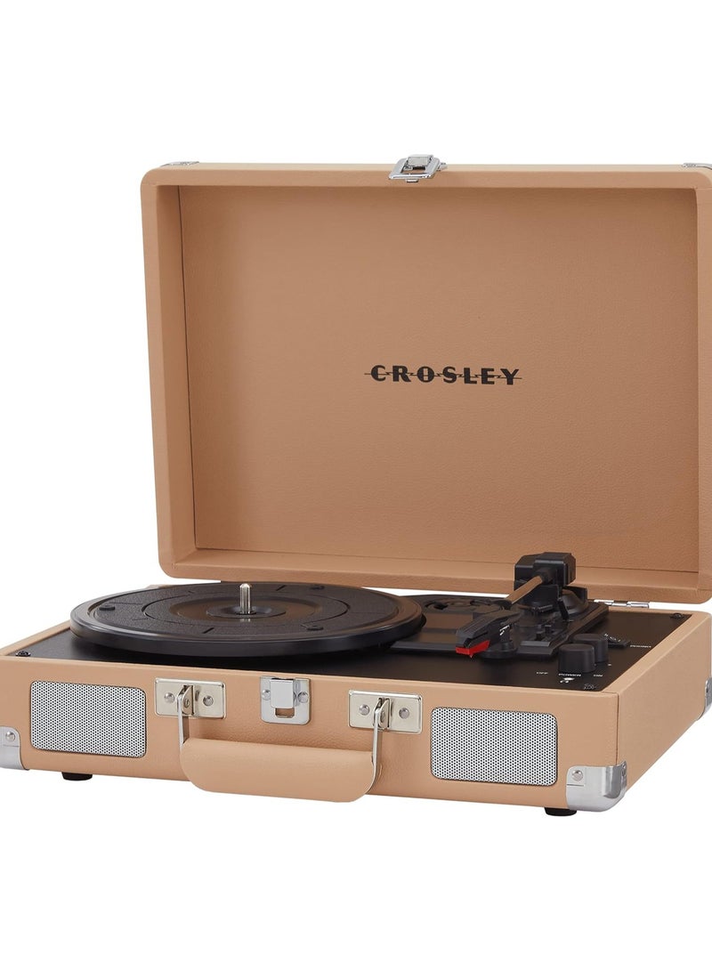 Crosley Cruiser Plus Vintage 3-Speed Bluetooth In/Out Suitcase Vinyl Record Player Turntable, CR8005F-LT Light Tan