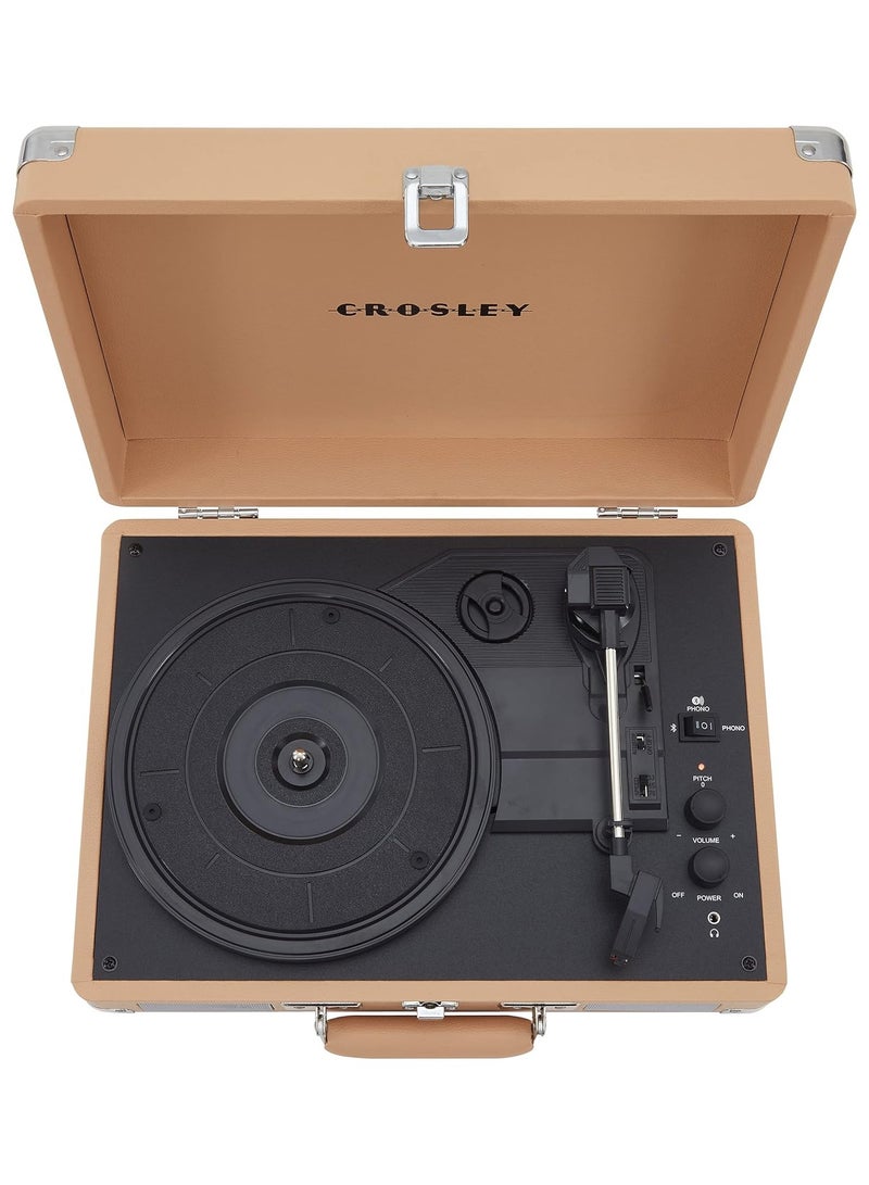 Crosley Cruiser Plus Vintage 3-Speed Bluetooth In/Out Suitcase Vinyl Record Player Turntable, CR8005F-LT Light Tan