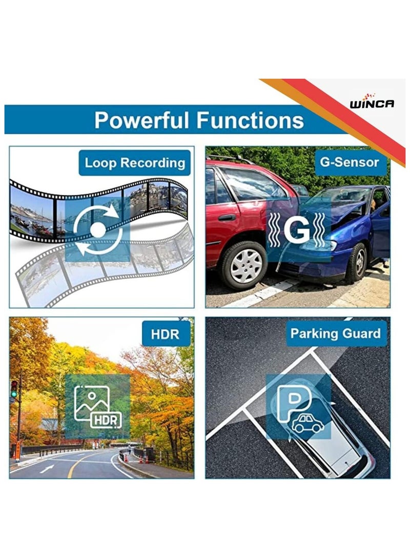 WINCA Dash Cam 1080P 3”IPS Screen DVR Car Driving Recorder Wide Angle HDR Dashboard Camera Night Vision Parking Mode Motion Detection Loop Recording WIFI – Phone APP