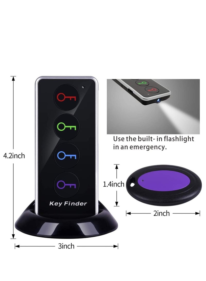 Key Finder, Reyke 85dB+ RF Item Locator Tags with 40m. Working Range, Wireless Remote Finder Key Finder Locator for Finding Wallet Key Phone Glasses Pet Tracker, 1 RF Transmitter & 4 Receivers