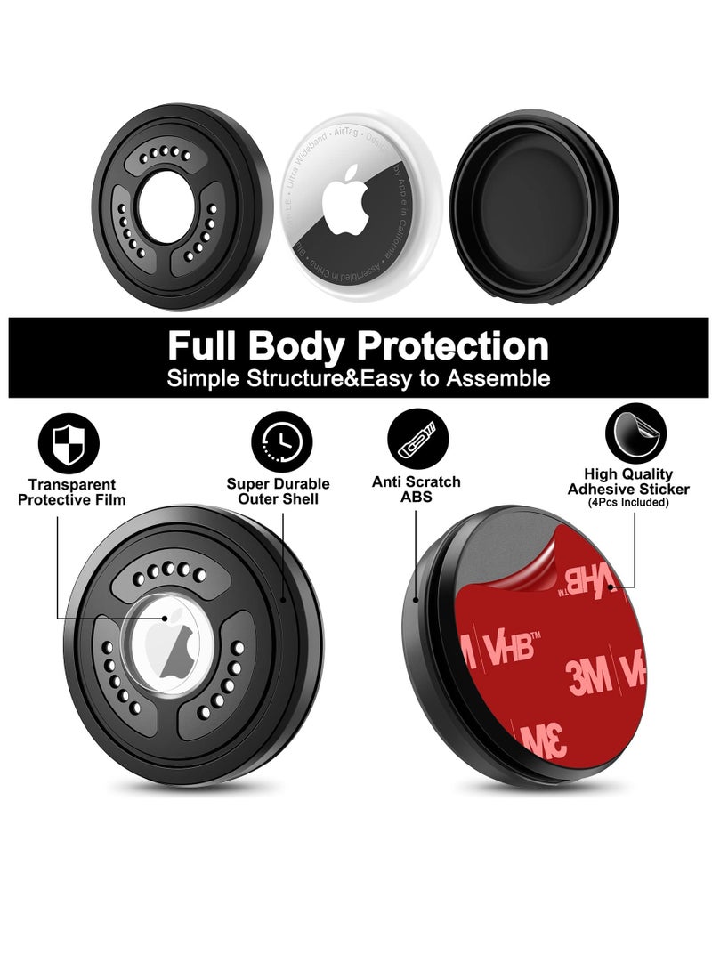2 Pack IPX8 Waterproof AirTag Holder Case Cover, Airtag Sticker Stick on Adhesive Mount with Adhesive Sticker, Full Body Protection, Anti-Scratch Protective Tracker Sticker for Cars, Luggage, Bicycle
