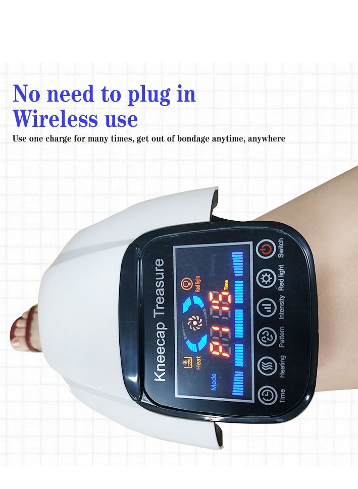 Knee Massager with Heat for Pain Relief Electric Cordless Vibration Knee Massage Device with Kneading for Arthritis and Joint Circulation Warmer Rechargeable