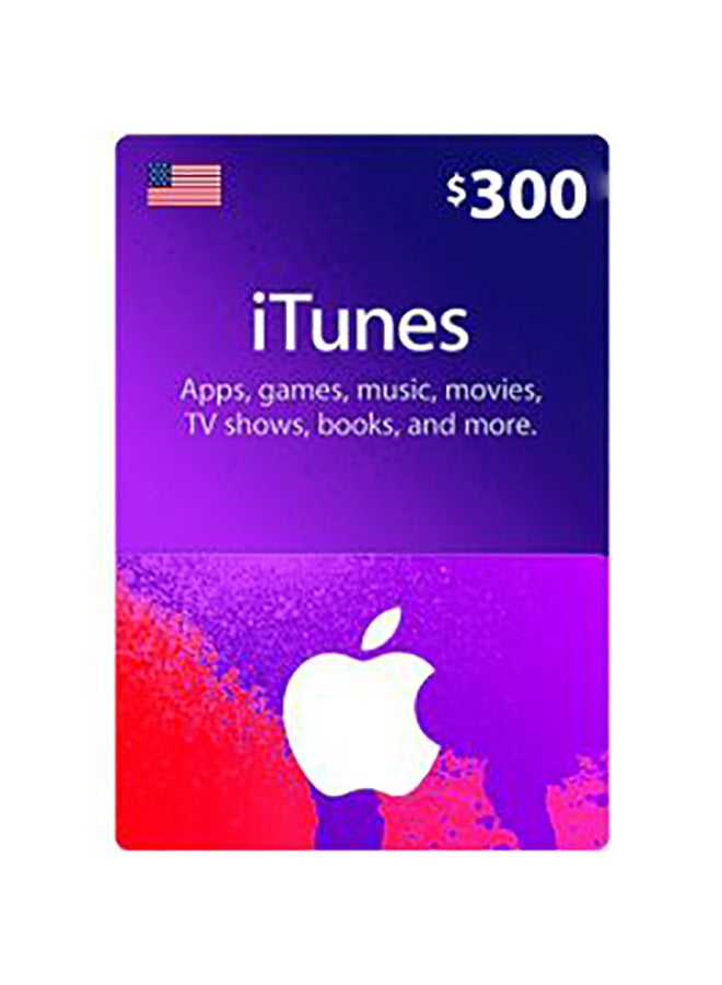 iTunes 300$ Gift Card-USA (Delivery via SMS/WhatsApp)