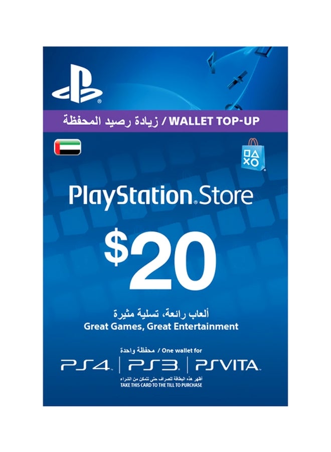 Wallet Top Up For PlayStation 4/3/PS Vita - 20 Dollar Blue