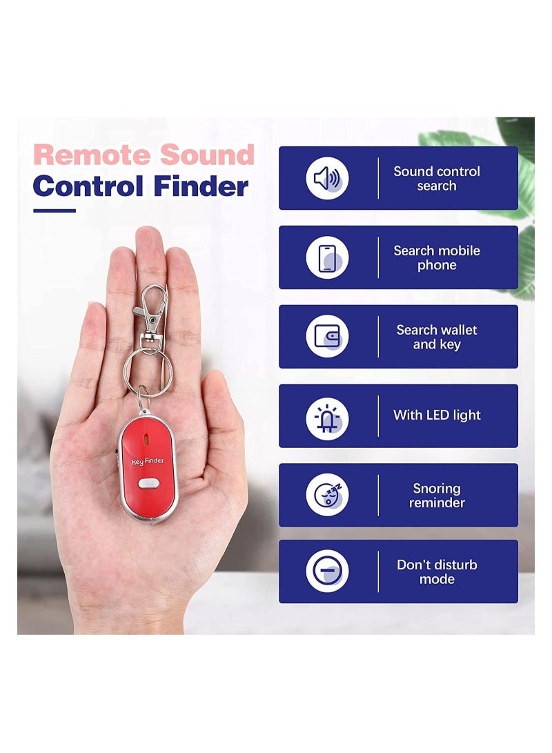 Key Locator Device, Key Finder with Whistle LED Light Remote Sound Control, Pet Keychain Locator for Child Elderly Pet Luggage, 4 Pcs