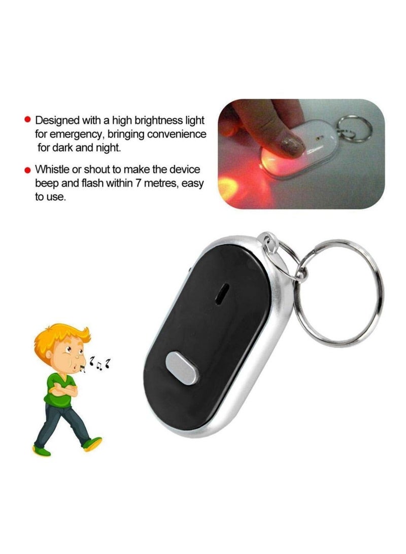 Key Locator Device, Key Finder with Whistle LED Light Remote Sound Control, Pet Keychain Locator for Child Elderly Pet Luggage, 4 Pcs