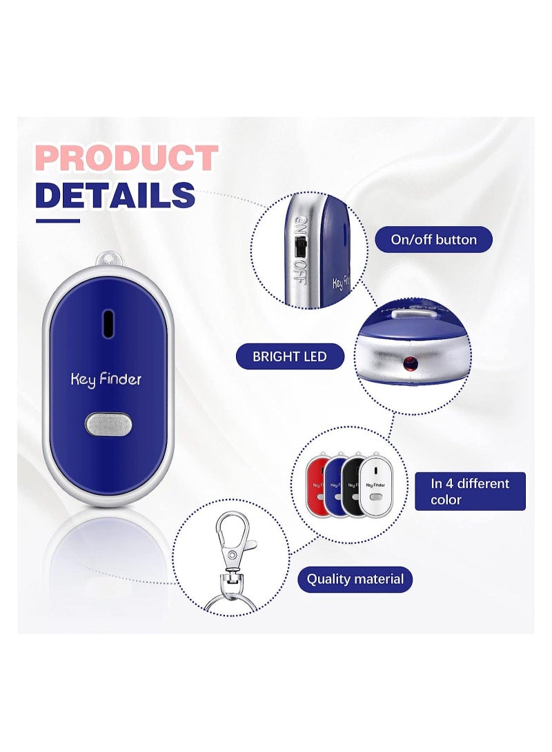 Key Locator Device, Key Finder with Whistle LED Light Remote Sound Control, Pet Keychain Locator for Child Elderly Pet Luggage, 4 Pcs