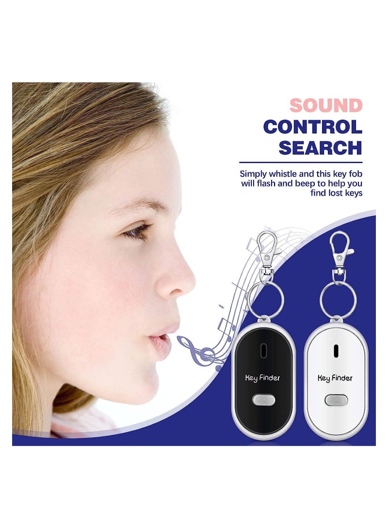 Key Locator Device, Key Finder with Whistle LED Light Remote Sound Control, Pet Keychain Locator for Child Elderly Pet Luggage, 4 Pcs
