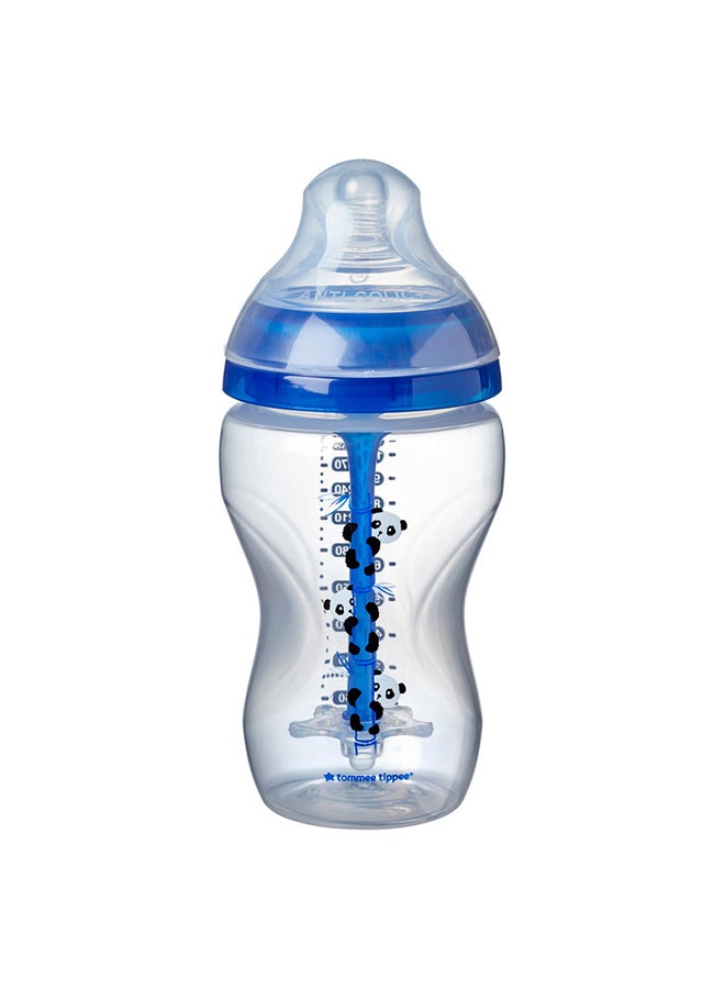 Anti-Colic Plastic Baby Feeding Bottle With Ultra Soft Nipple,3+ M, 340ml - Clear/Blue