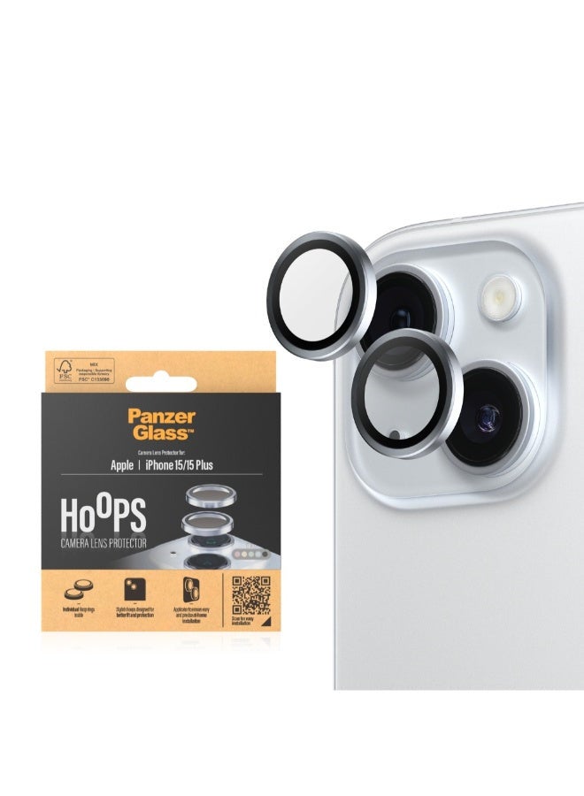 Hoops Camera Lens Protector for Apple iPhone 15  / 15 Plus  - Shock Resistant, Scratch Resistant, Anti-Fingerprint, Zero Picture Distortion, Easy Install - Blue