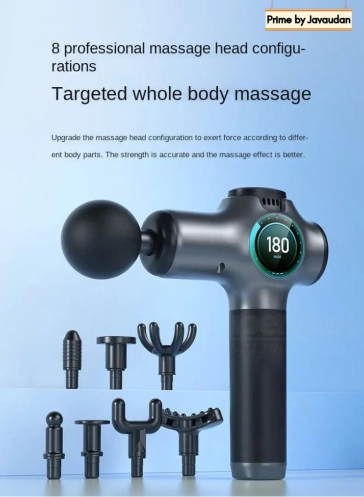 LCD Touch Screen Massage Gun 99 Gears Body Deep Tissue Percussion Handheld Back Leg Muscle Massager With 8 Massage Heads Portable Fascia Gun Neck Muscle Vibration Therapy Relaxation