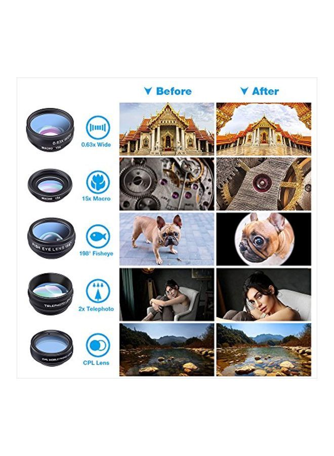 10-In-1 Phone Lens Kit Black/Clear