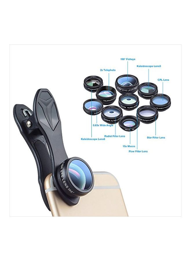 10-In-1 Phone Lens Kit Black/Clear