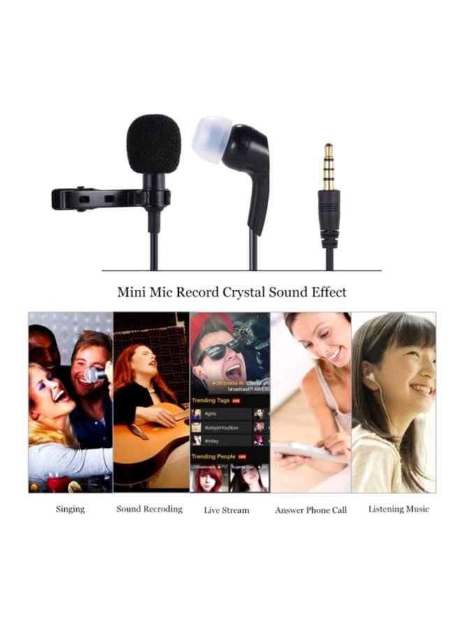 Clip-On Lapel Lavalier Microphone Mic LU-D4694B Black