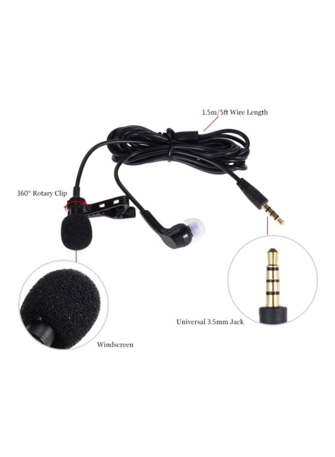 Clip-On Lapel Lavalier Microphone Mic LU-D4694B Black