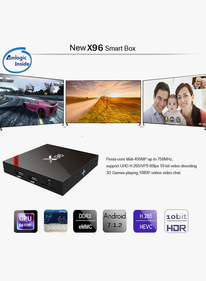 Android 7.1.2 Tv Box With Wifi Lan And Eu Plug V3347EU Black