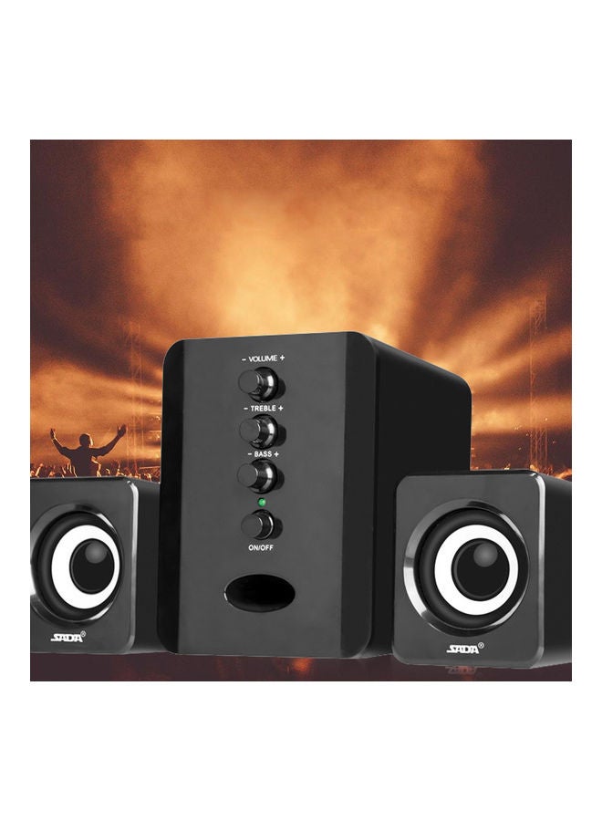 3-Piece Wired Desktop Stereo Speaker DWBLSPR487 Black