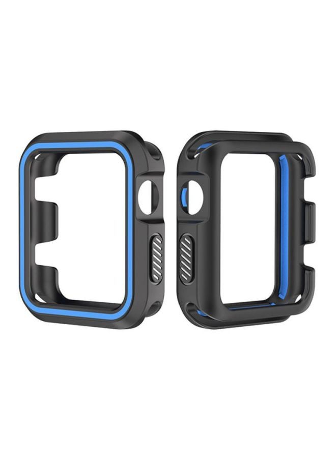 Rugged Armor Bumper Protective Case Cover For Apple Watch Series 1/2/3 38mm Black/Blue