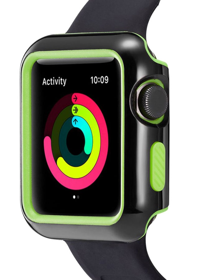 Protective Bumper Case Cover For Apple Watch Series 3 42mm Black/Green