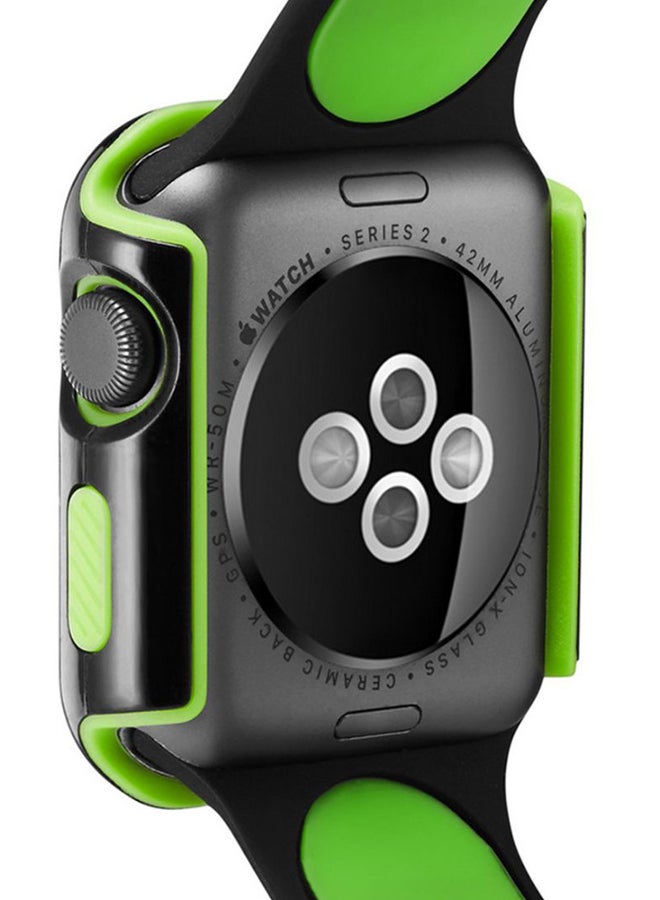 Protective Bumper Case Cover For Apple Watch Series 3 42mm Black/Green