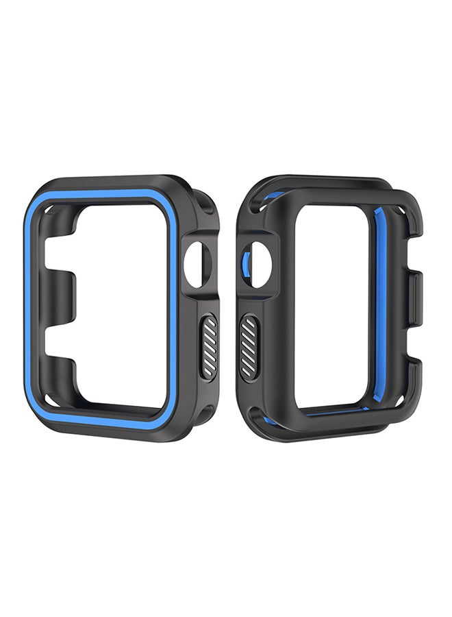 Rugged Armor Bumper Protective Case Cover For Apple Watch Series 1/2/3 42mm Black/Blue