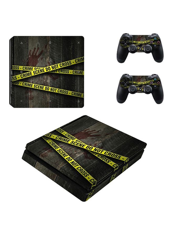 3-Piece Crime Scene Do Not Cross Printed Console And Controller Skin Sticker Set For PlayStation 4 Slim