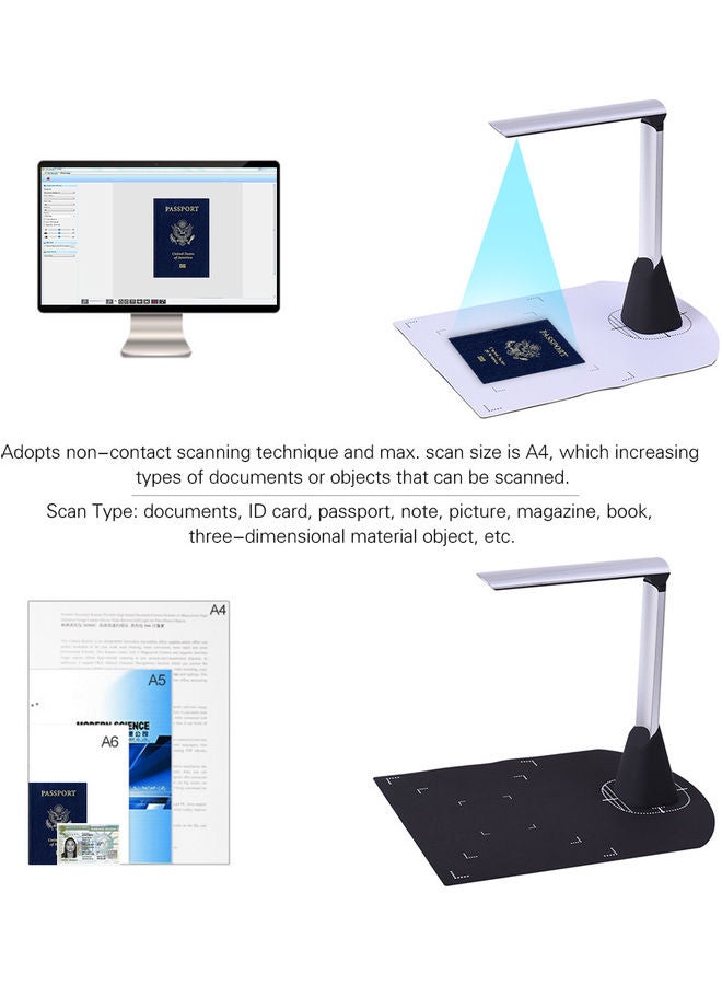 USB Foldable Document Scanner White