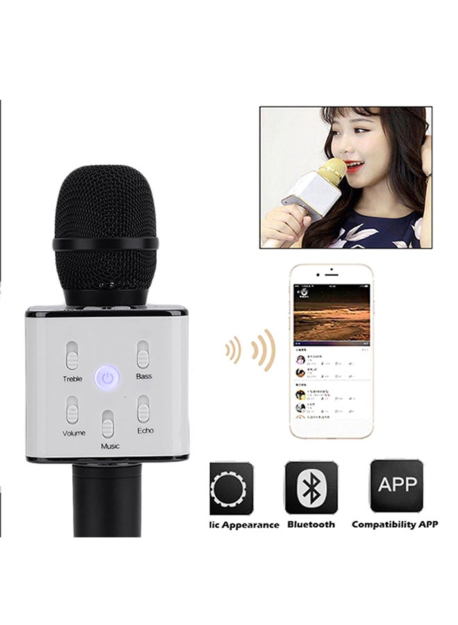 Q7 Bluetooth Karaoke Microphone With Speaker wireless-microphone-black Black/White