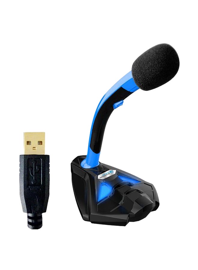 Adjustable Table USB Microphone Mic Stand With Cover LED Light C3564BL Black/Blue