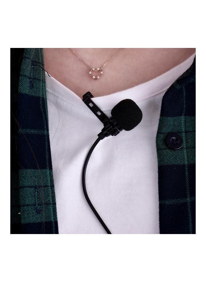 Dual-Headed Lavalier Lapel Clip-On Omnidirectional Condenser Microphone LU-D5110-2 Black