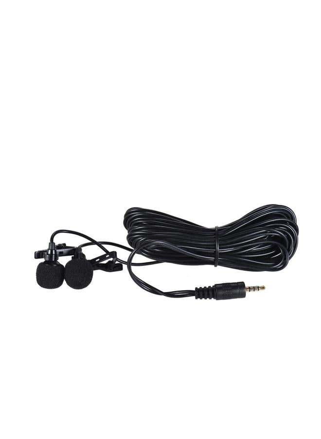 Dual-Headed Lavalier Lapel Clip-On Omnidirectional Condenser Microphone LU-D5110-2 Black