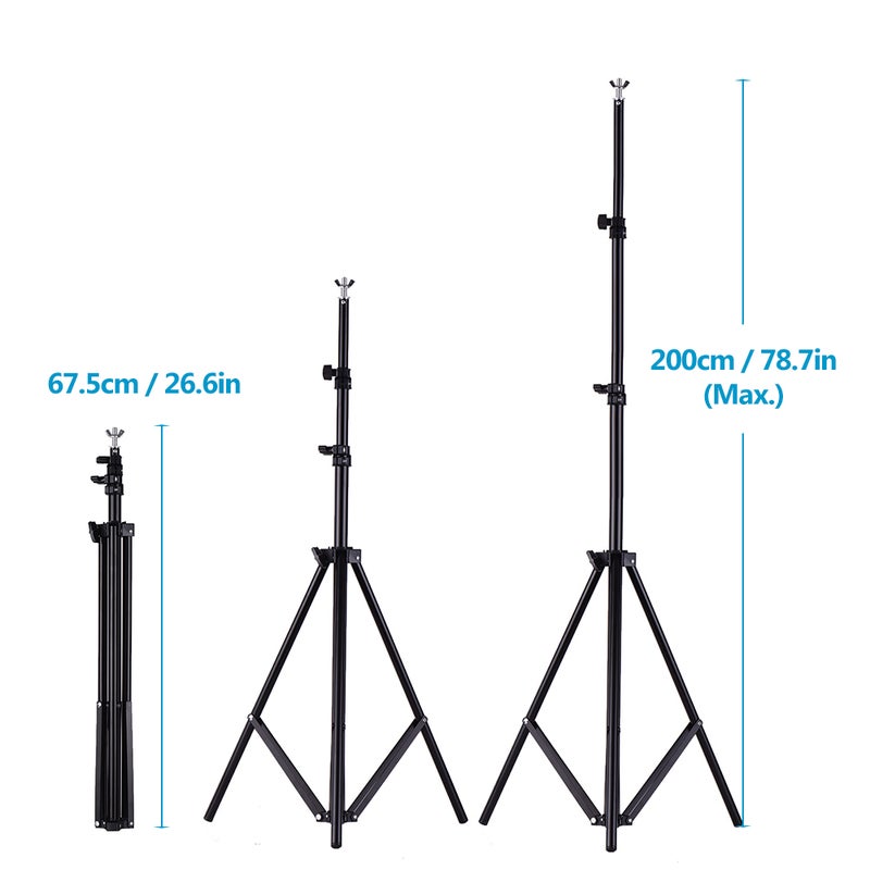 Adjustable Photography Background Support Stand 2 x 2meter Black