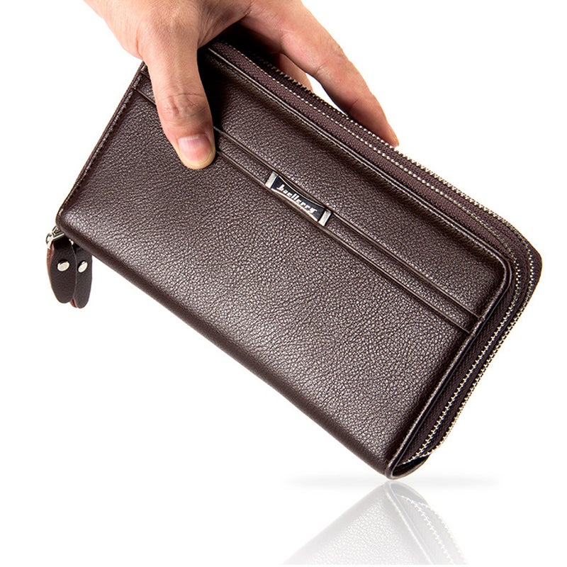 PU Leather Large Wallet Card Holder Black Brown