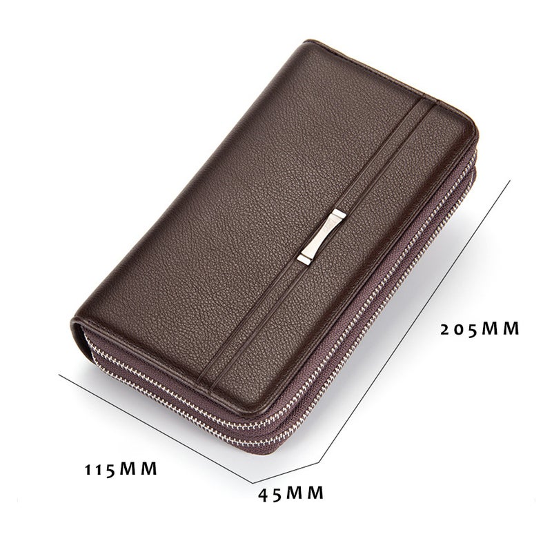 PU Leather Large Wallet Card Holder Black Brown