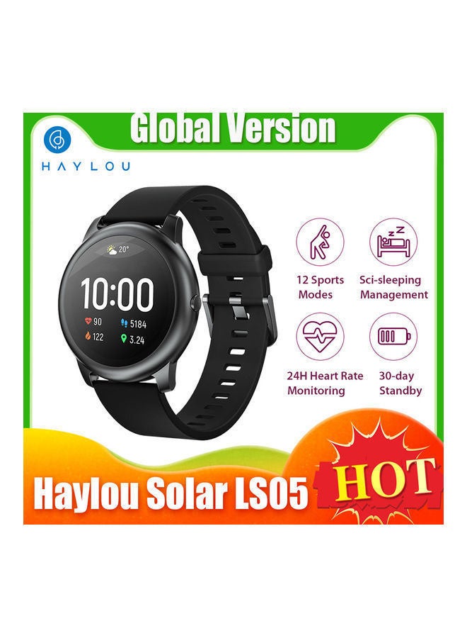 340.0 mAh Global Version LS05 Solar Smart Watch Black