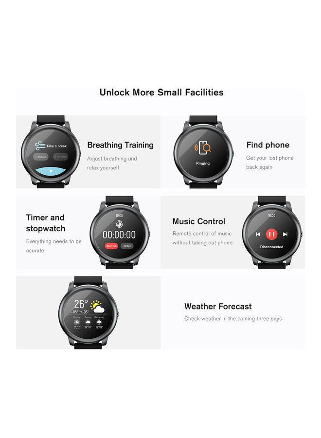 340.0 mAh Global Version LS05 Solar Smart Watch Black