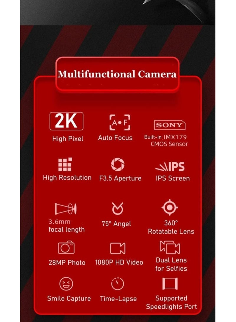 Children's Digital Camera Selfies Double Lens 1080P FHD With 360 Degree Swivel Lens AF 10x Zoom Pink
