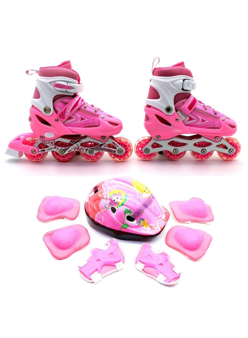 Kids Roller Skate Shoes Single/Double Wheels Retractable Skateboarding Rollerblades Outdoor for Boys and Girls Pulley Shoes
