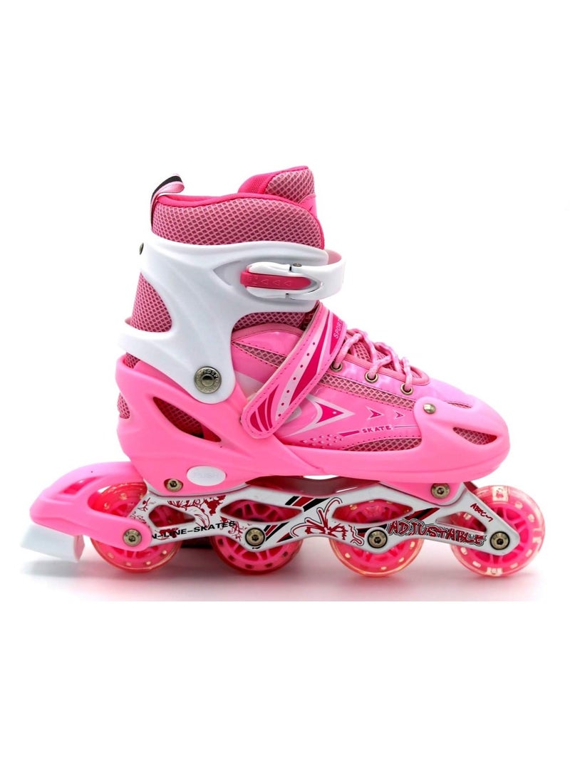 Kids Roller Skate Shoes Single/Double Wheels Retractable Skateboarding Rollerblades Outdoor for Boys and Girls Pulley Shoes