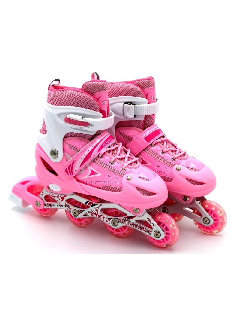 Kids Roller Skate Shoes Single/Double Wheels Retractable Skateboarding Rollerblades Outdoor for Boys and Girls Pulley Shoes