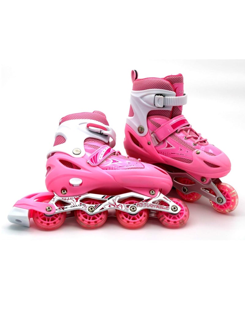 Kids Roller Skate Shoes Single/Double Wheels Retractable Skateboarding Rollerblades Outdoor for Boys and Girls Pulley Shoes