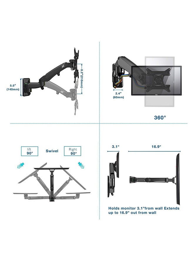 TV Wall Mount for Most 24-35 Inch LED LCD Plasma Flat Screen Monitor and TVs, VESA Size 75x75MM to 100x100MM Up to 26lbs(12KG) Full Motion Articulating Durable and No Rust.F300-B (24-35, Black) Black