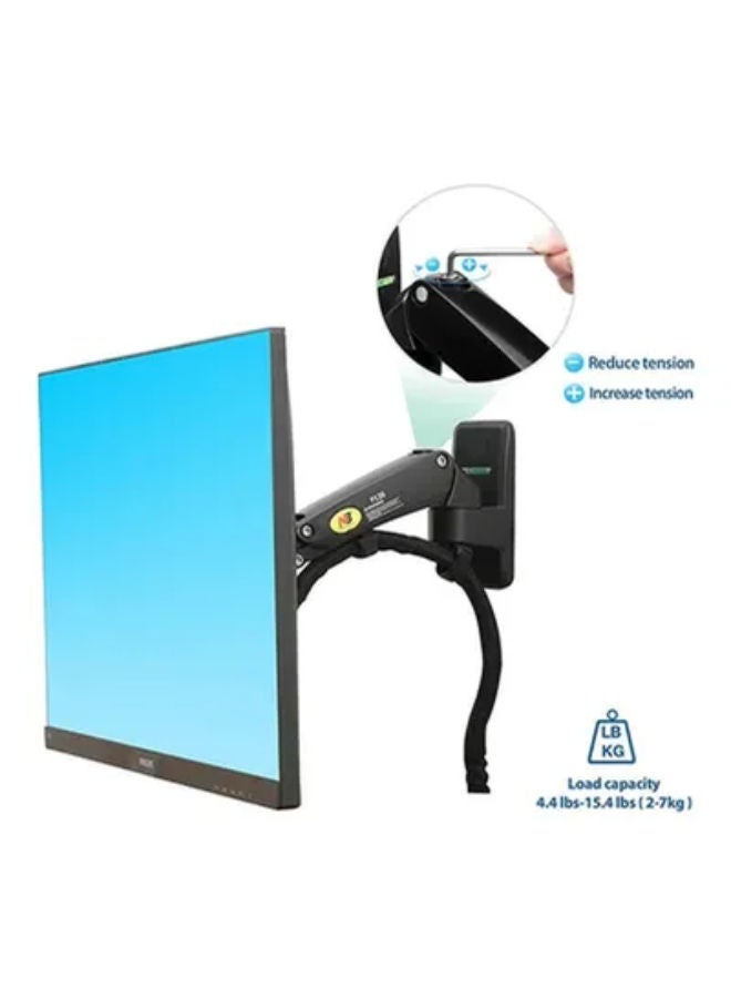Adjustable TV Wall Mount With Gas Spring For 40 - 50 Inch Monitors Black