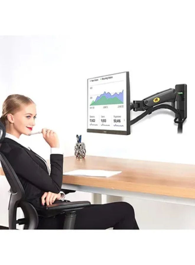 Adjustable TV Wall Mount With Gas Spring For 40 - 50 Inch Monitors Black
