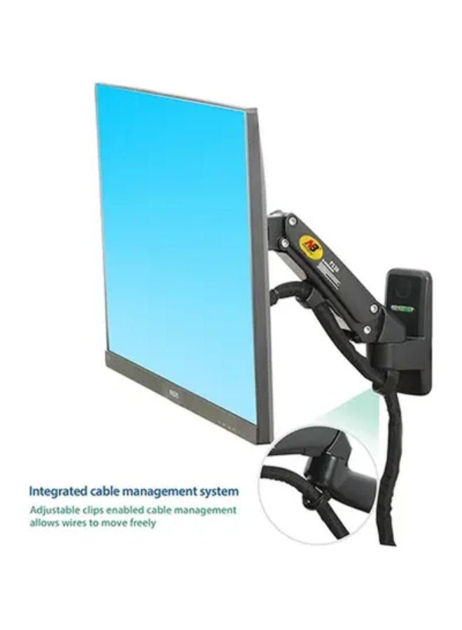 Adjustable TV Wall Mount With Gas Spring For 40 - 50 Inch Monitors Black