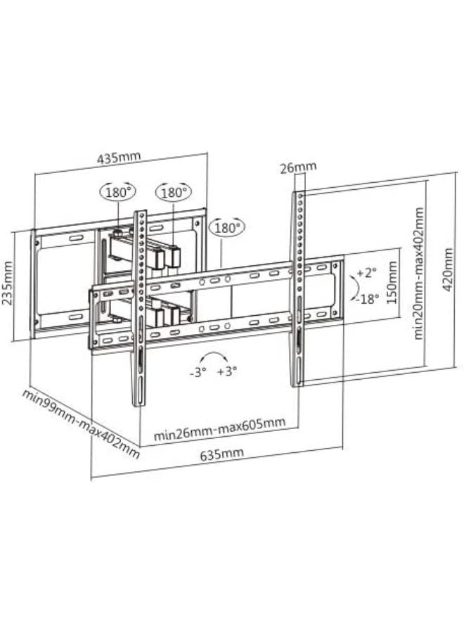 SH-23P Swivel TV Wall Mount , Full motion, Screen Size Fits: 13