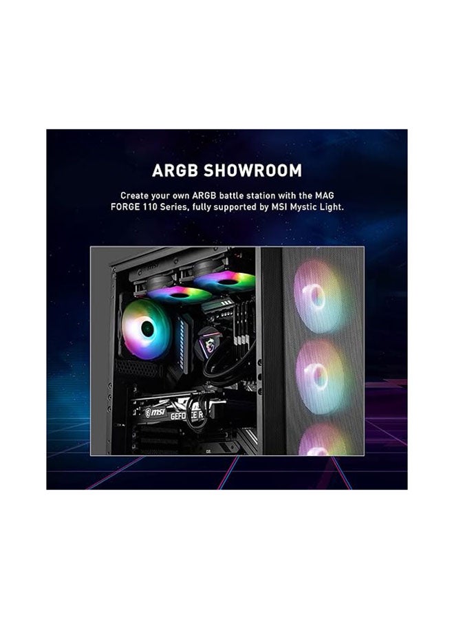 MAG Forge 112R Gaming Case, ARGB Support, Tempered Glass Side Panel, Optimized Airflow with Up to 6 Fans, Magnetic Dust Filter, Supports 330mm GPU, Tool-less Design, Mystic Light Compatible | 306-7G16X23-809 Black