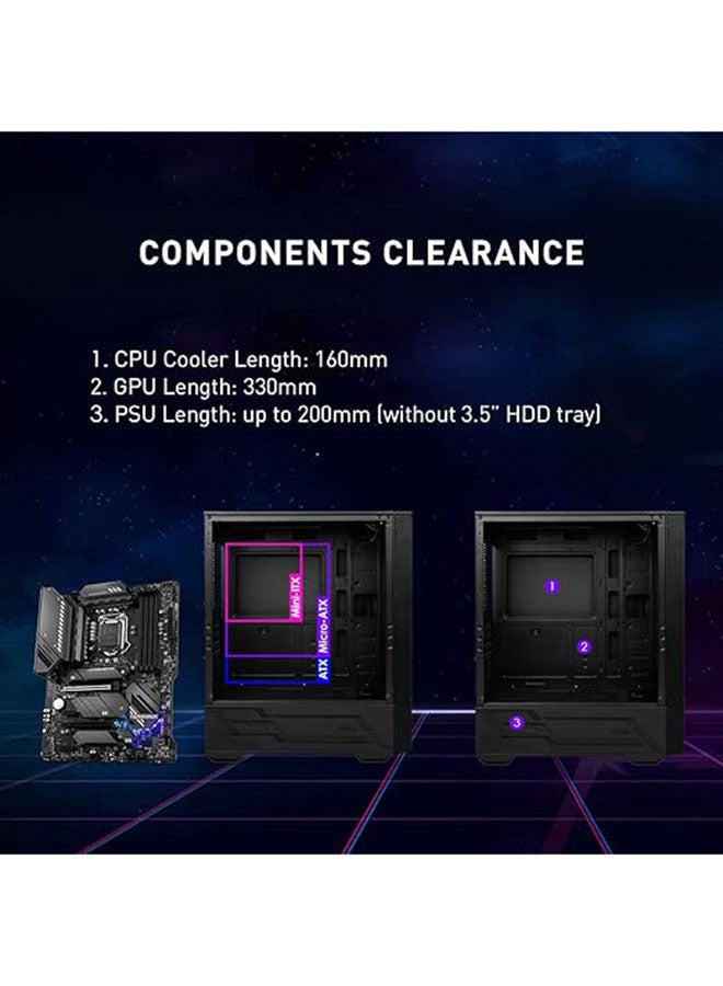 MAG Forge 112R Gaming Case, ARGB Support, Tempered Glass Side Panel, Optimized Airflow with Up to 6 Fans, Magnetic Dust Filter, Supports 330mm GPU, Tool-less Design, Mystic Light Compatible | 306-7G16X23-809 Black