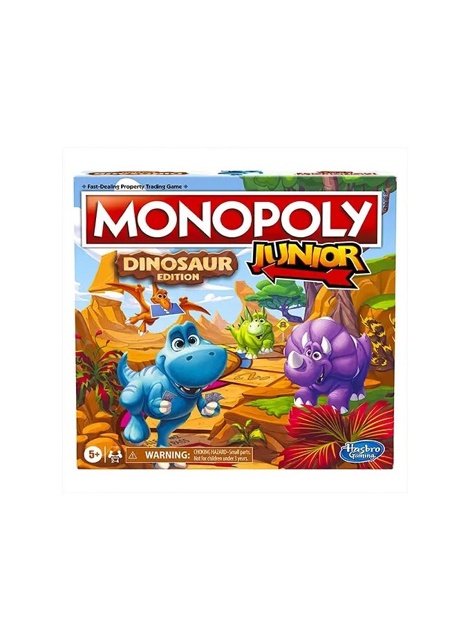 Monopoly Junior Dinosaur Edition Board Game – Fun Kids' Game for 2-4 Players | Colorful Dinosaur Toys | Educational Board Game for Children Ages 5+ | Perfect Family Game Night Activity